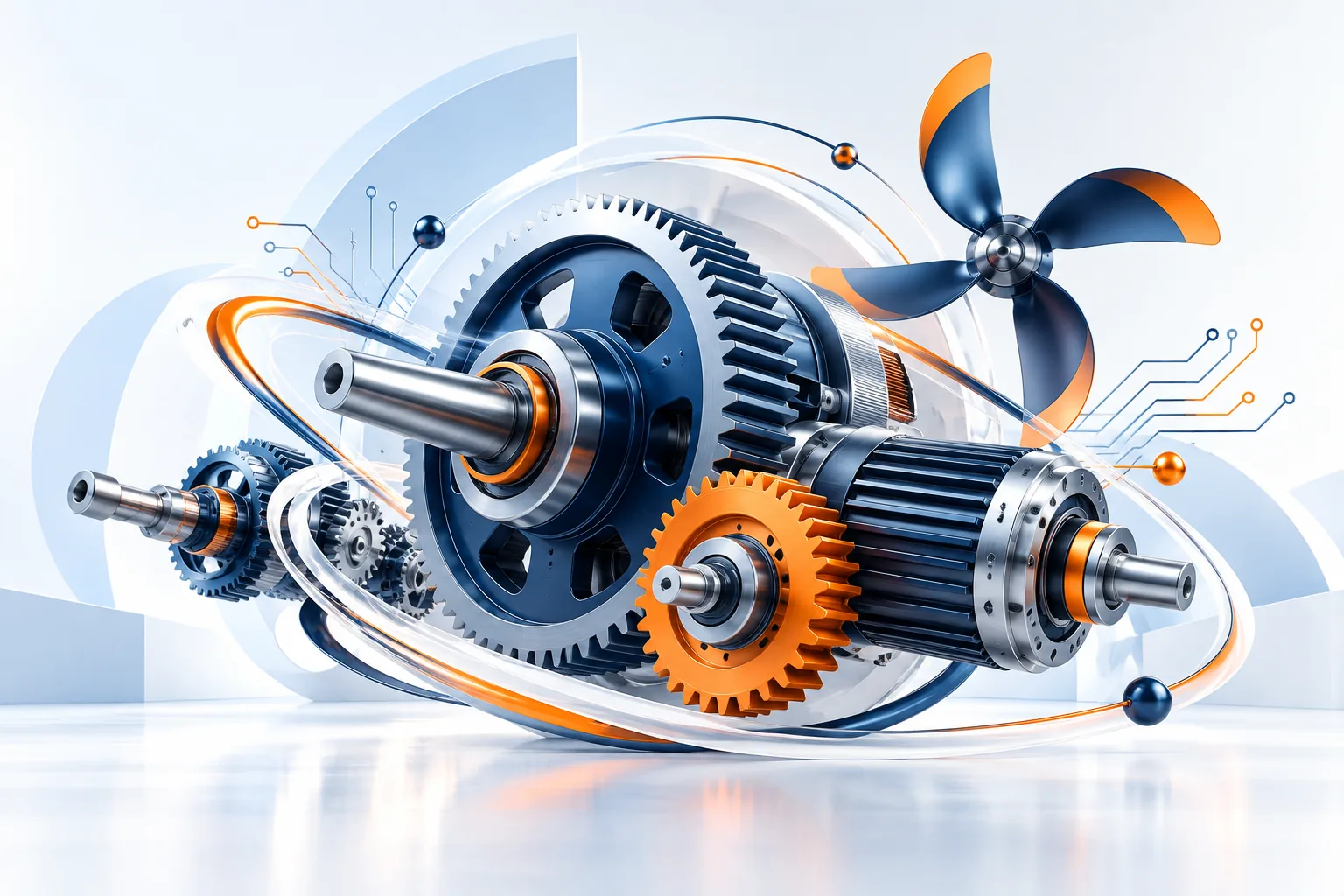 Concept illustration of motors and motion